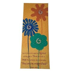 Psalm 40:16 Christian Canvas Wall Art Decor Flowers Glitter Rejoice Renew Faith